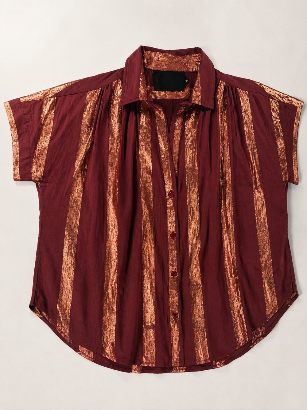 Anthropology Mauve Metallic Copper Striped Button Down | StatementBlouse | M
